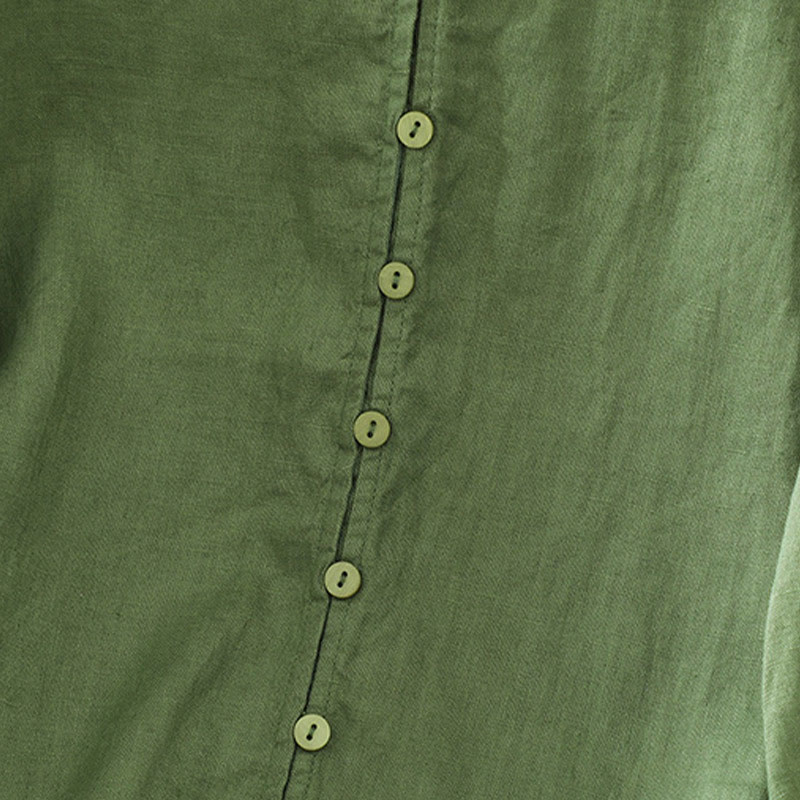 Solid Buttons V-Neck Half Sleeve Women's Shirt