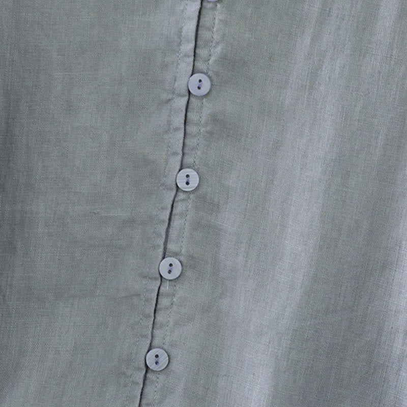 Solid Buttons V-Neck Half Sleeve Women's Shirt