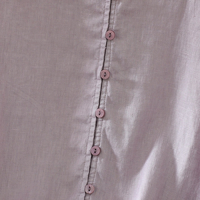 Solid Buttons V-Neck Half Sleeve Women's Shirt