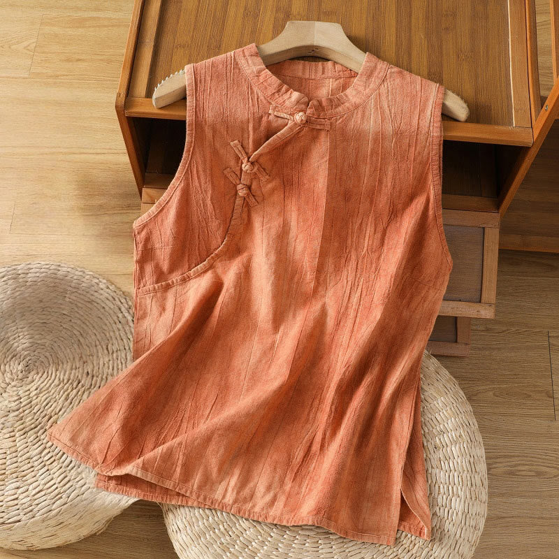 Breathable Cotton Stand Collar Sleeveless Meditation Vest