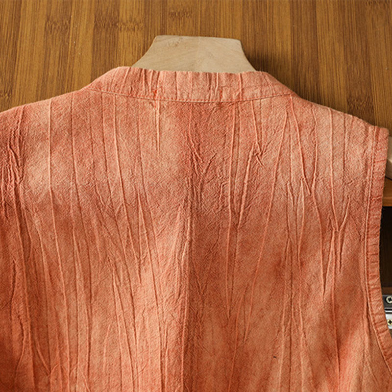 Breathable Cotton Stand Collar Sleeveless Meditation Vest