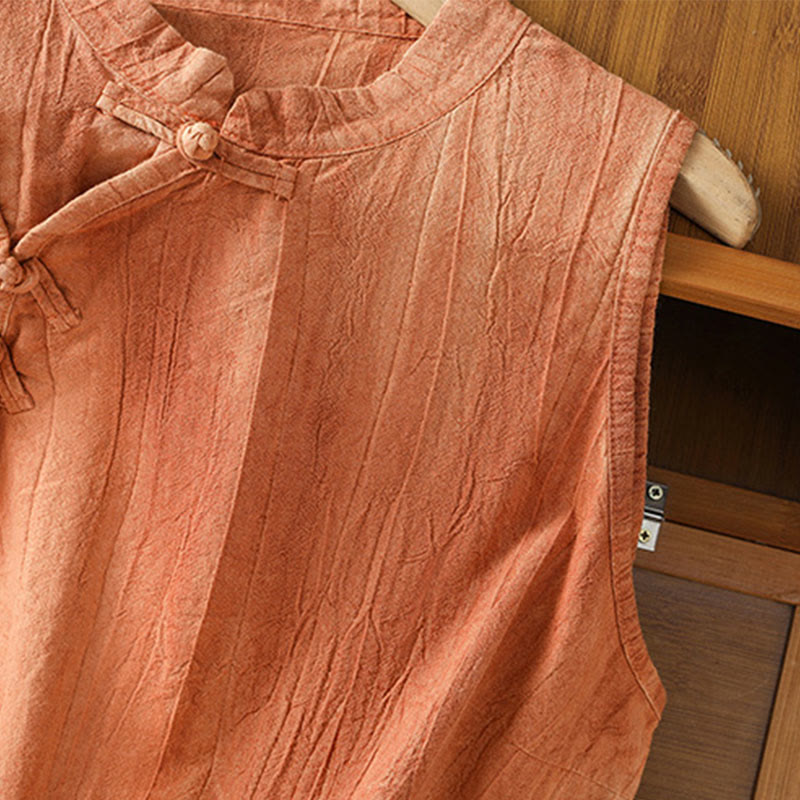 Breathable Cotton Stand Collar Sleeveless Meditation Vest