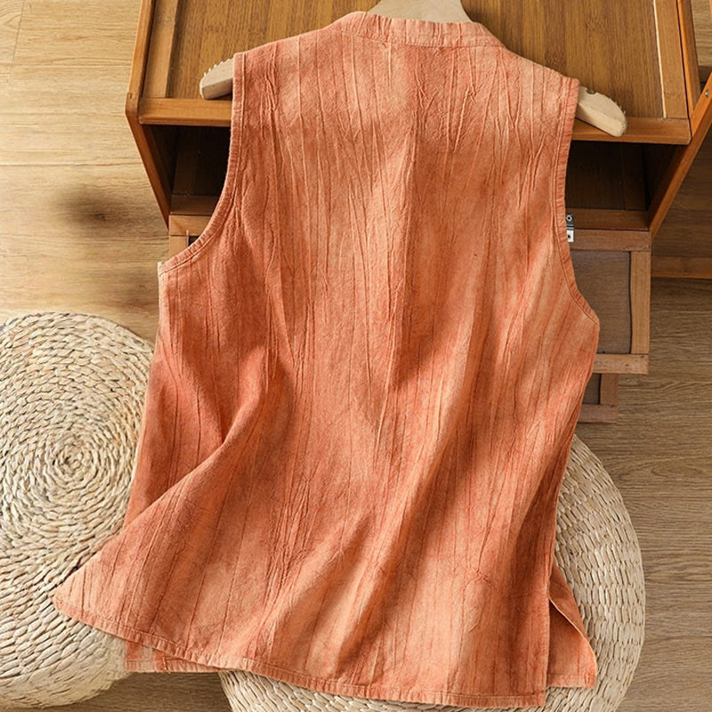 Breathable Cotton Stand Collar Sleeveless Meditation Vest