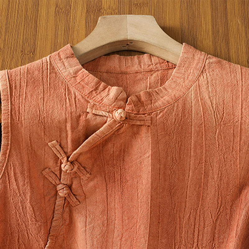 Breathable Cotton Stand Collar Sleeveless Meditation Vest