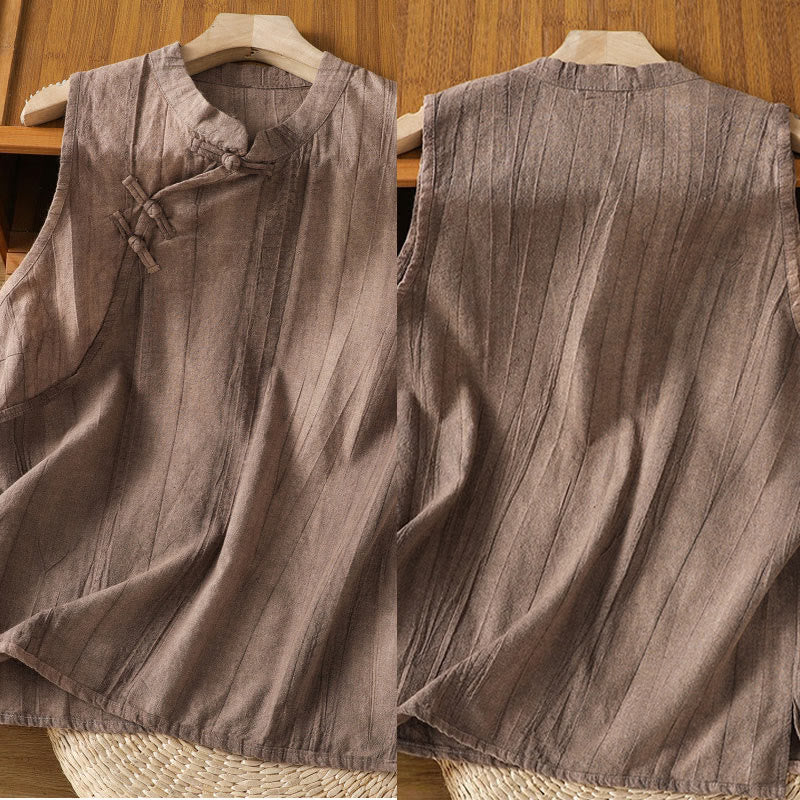 Breathable Cotton Stand Collar Sleeveless Meditation Vest
