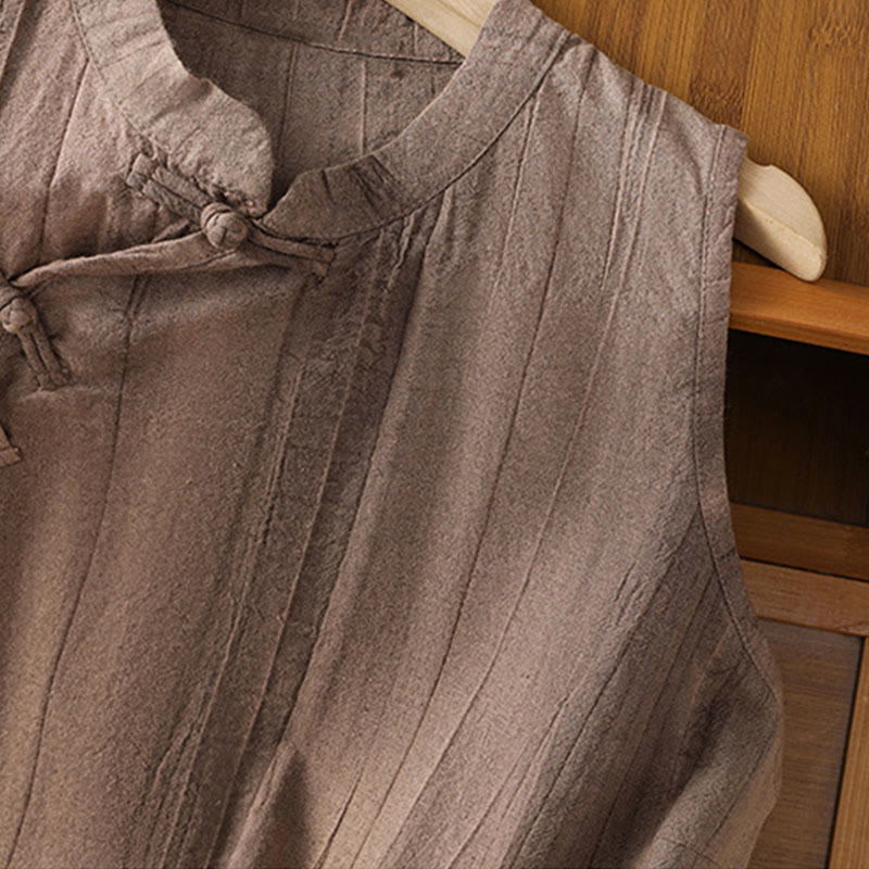 Breathable Cotton Stand Collar Sleeveless Meditation Vest