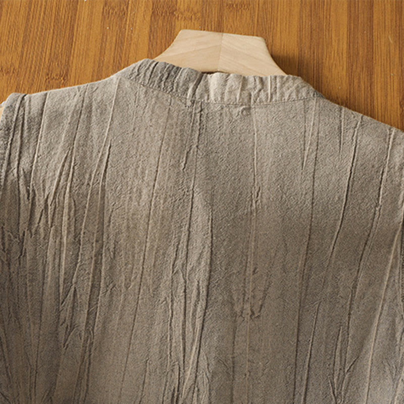 Breathable Cotton Stand Collar Sleeveless Meditation Vest