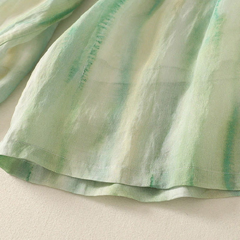 7-8 Length Elastic Waist Women's Wide Leg Cotton Linen Pants With Pockets