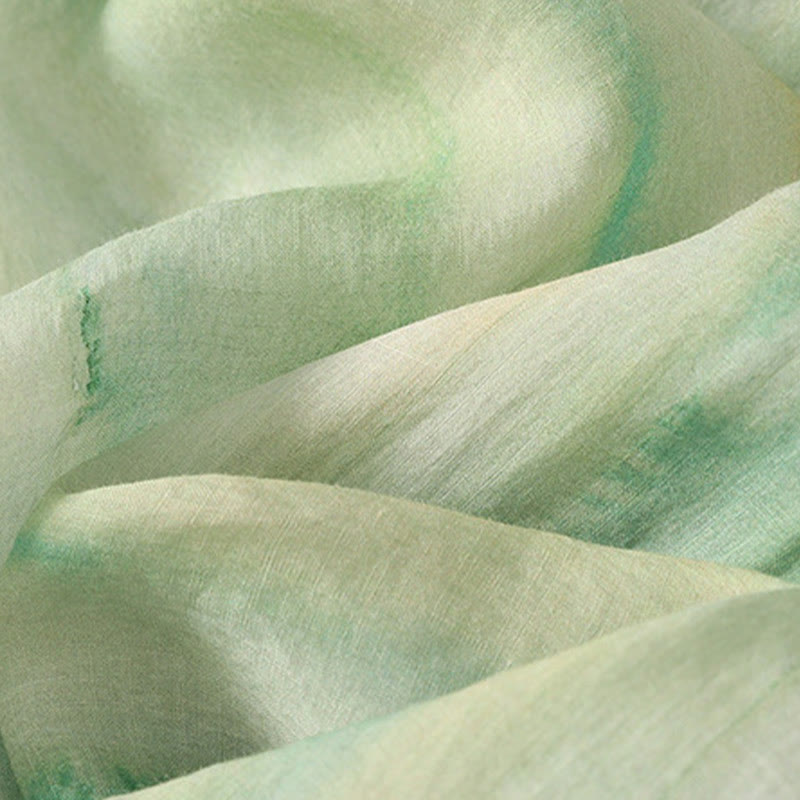 7-8 Length Elastic Waist Women's Wide Leg Cotton Linen Pants With Pockets