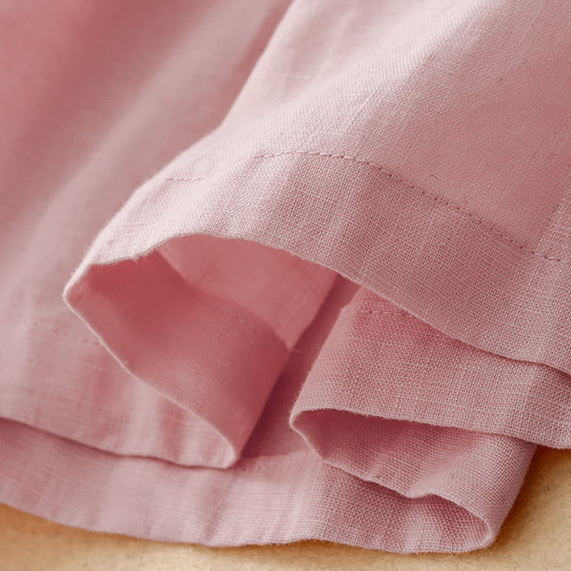 Summer Elastic Waist Women's Capri Cropped Wide Leg Pants With Pockets