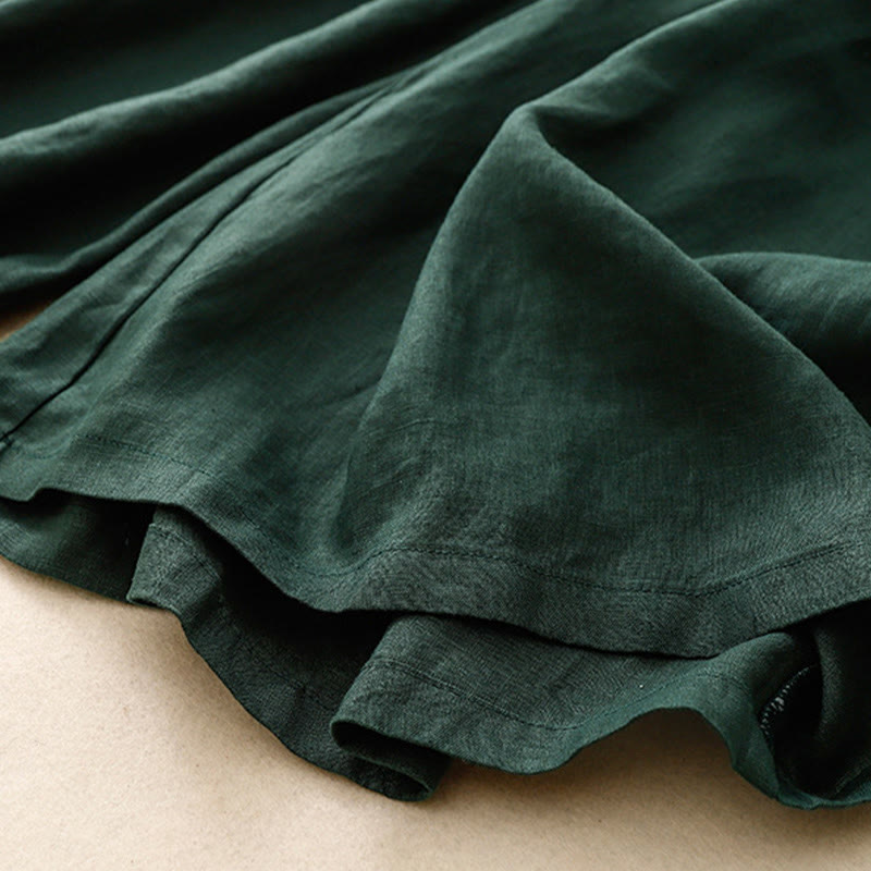 Summer Elastic Waist Women's Capri Cropped Wide Leg Pants With Pockets