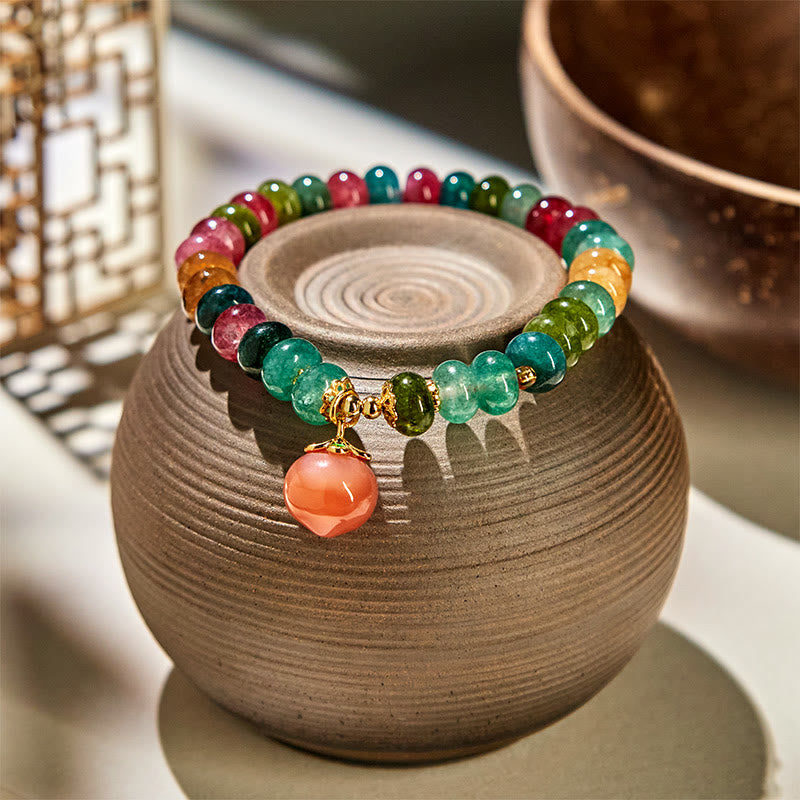 Tourmaline Yanyuan Agate Peach Positive Bracelet