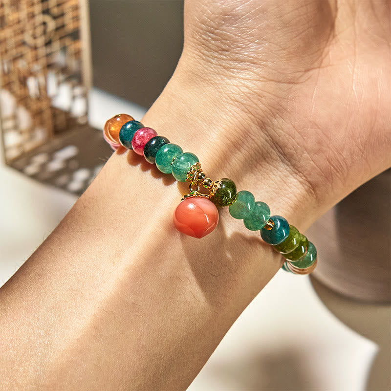 Tourmaline Yanyuan Agate Peach Positive Bracelet