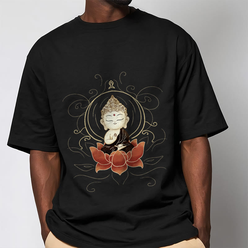 Tactile Cotton Crew Neck Meditative Lotus Graphic Tee