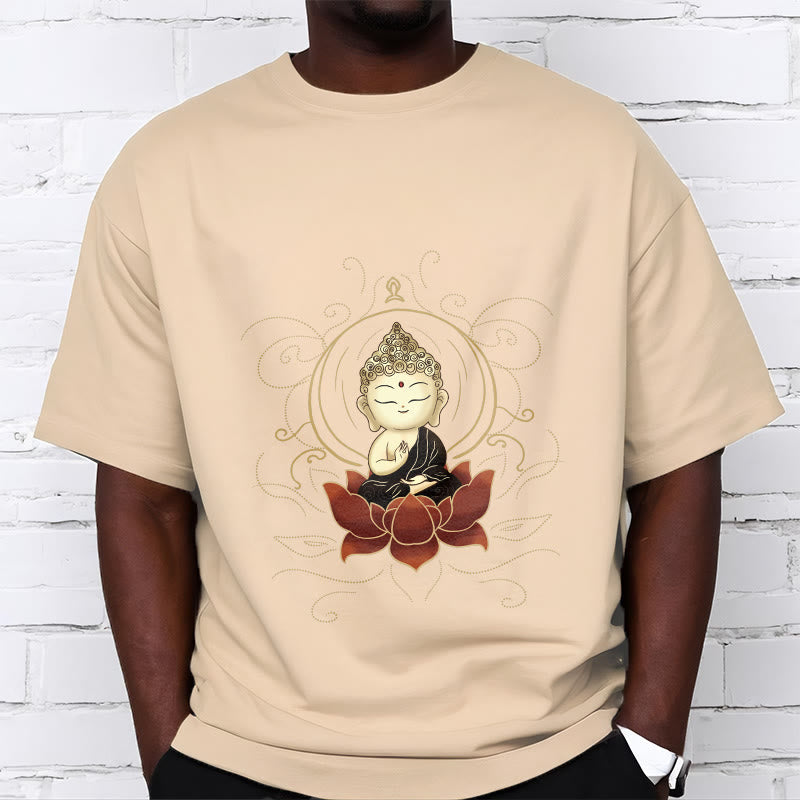 Tactile Cotton Crew Neck Meditative Lotus Graphic Tee