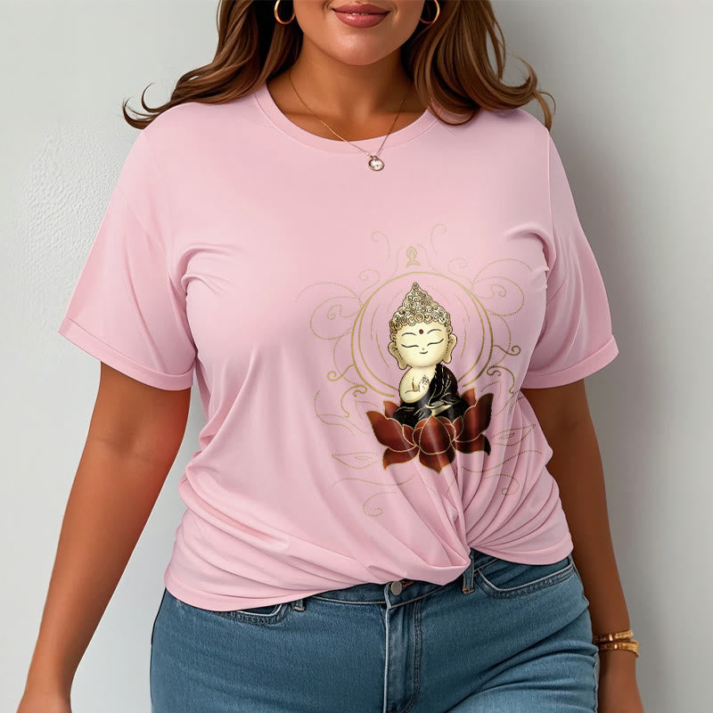 Tactile Cotton Crew Neck Meditative Lotus Graphic Tee