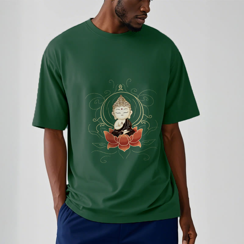 Tactile Cotton Crew Neck Meditative Lotus Graphic Tee