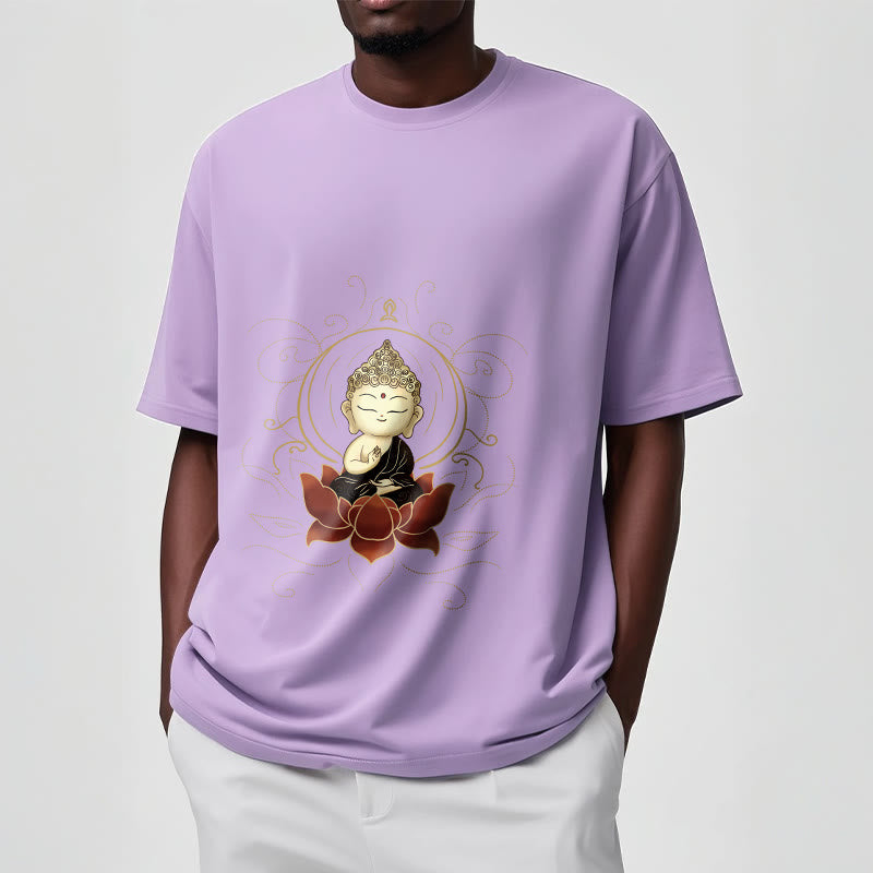 Tactile Cotton Crew Neck Meditative Lotus Graphic Tee