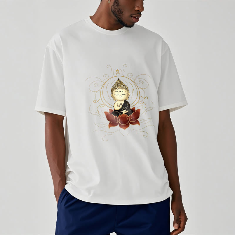 Tactile Cotton Crew Neck Meditative Lotus Graphic Tee