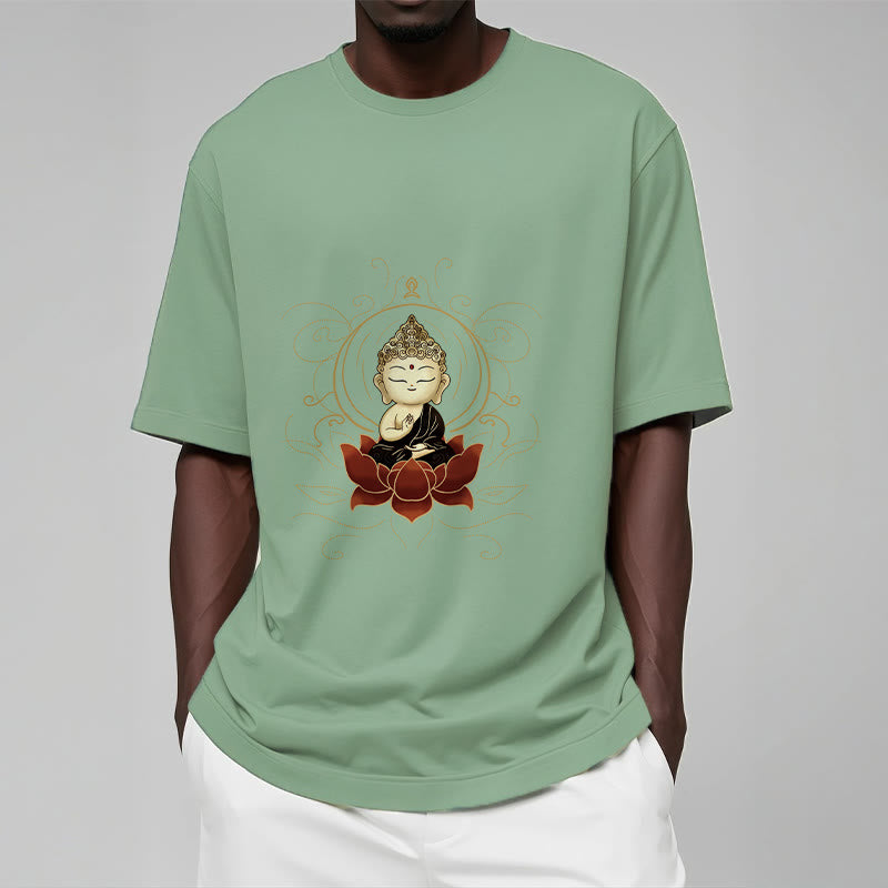 Tactile Cotton Crew Neck Meditative Lotus Graphic Tee