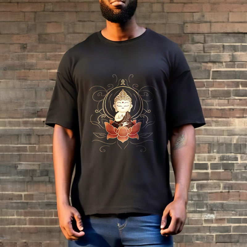 Tactile Cotton Crew Neck Meditative Lotus Graphic Tee