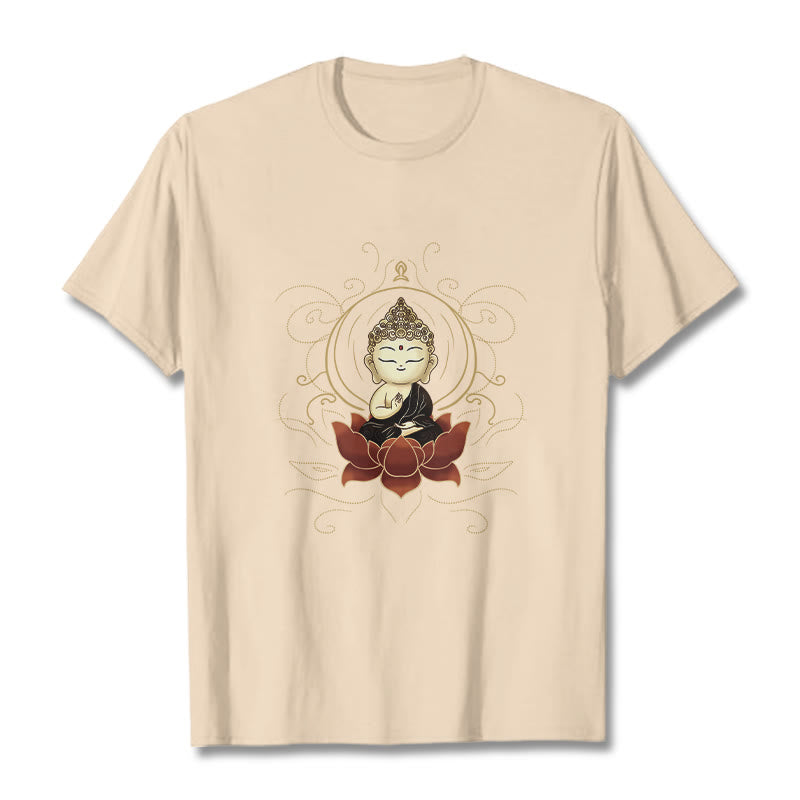 Tactile Cotton Crew Neck Meditative Lotus Graphic Tee