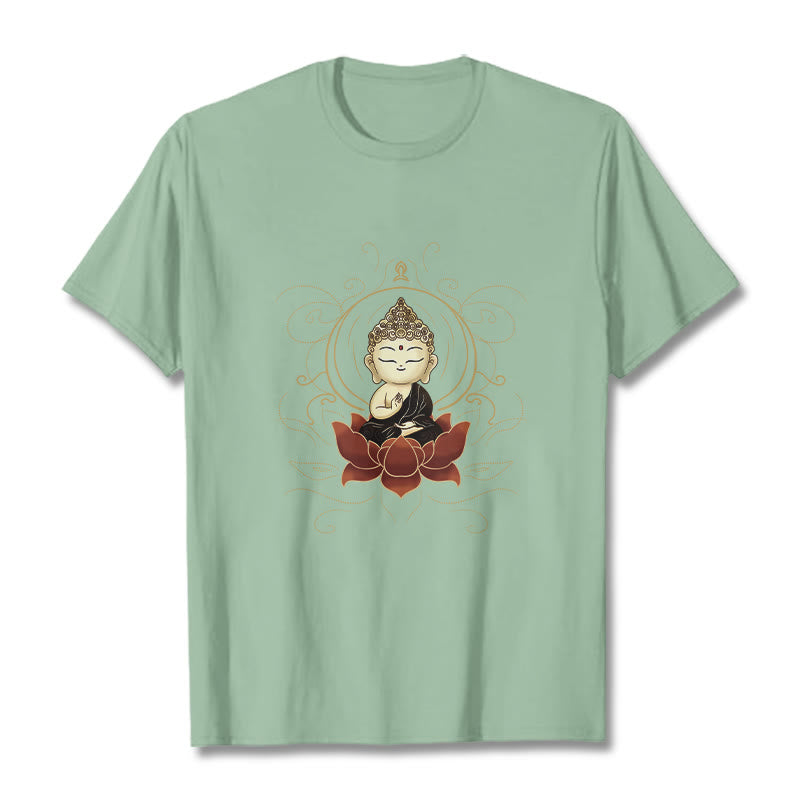 Tactile Cotton Crew Neck Meditative Lotus Graphic Tee