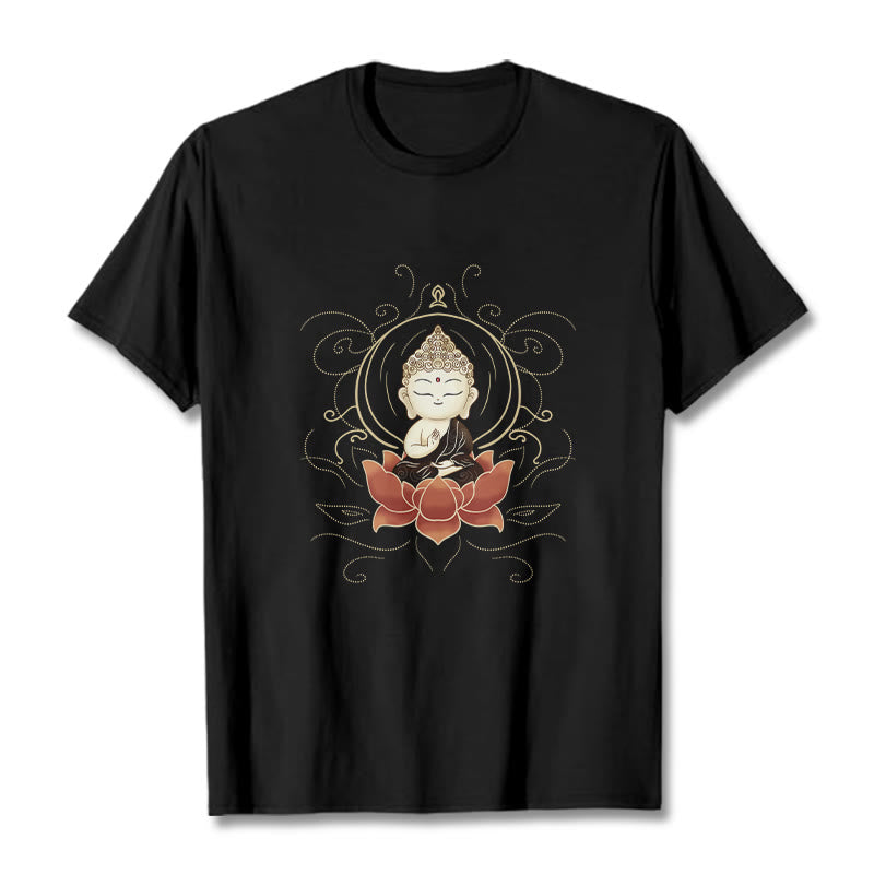 Tactile Cotton Crew Neck Meditative Lotus Graphic Tee