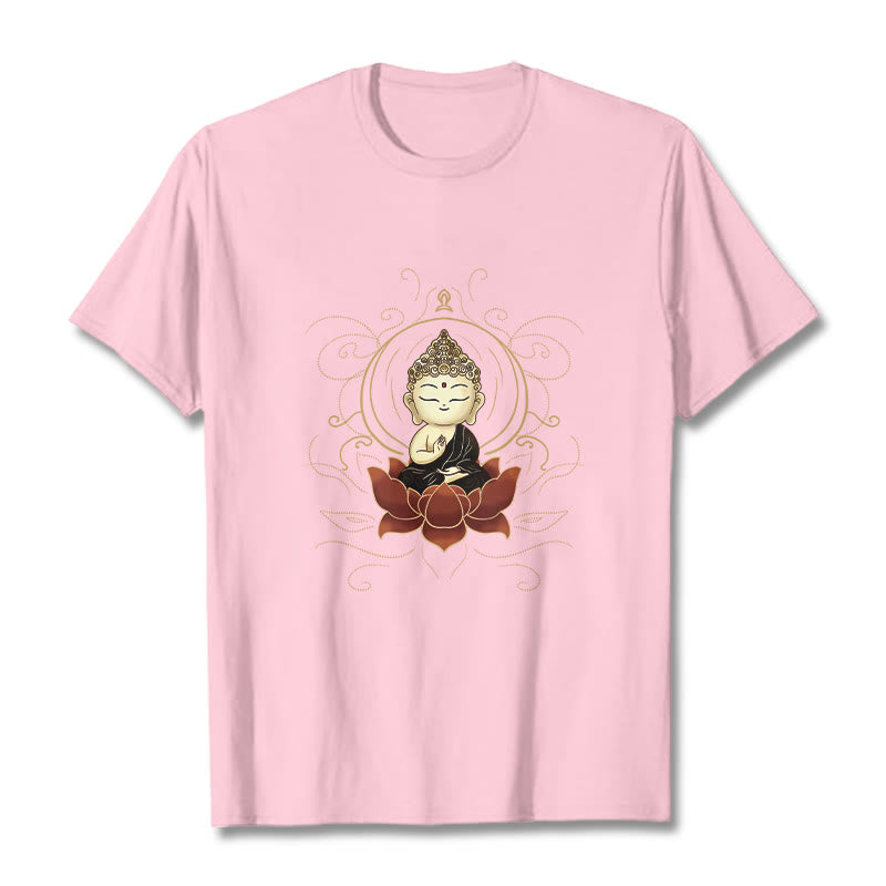 Tactile Cotton Crew Neck Meditative Lotus Graphic Tee