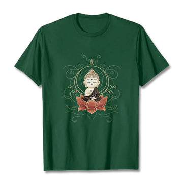 Tactile Cotton Crew Neck Meditative Lotus Graphic Tee
