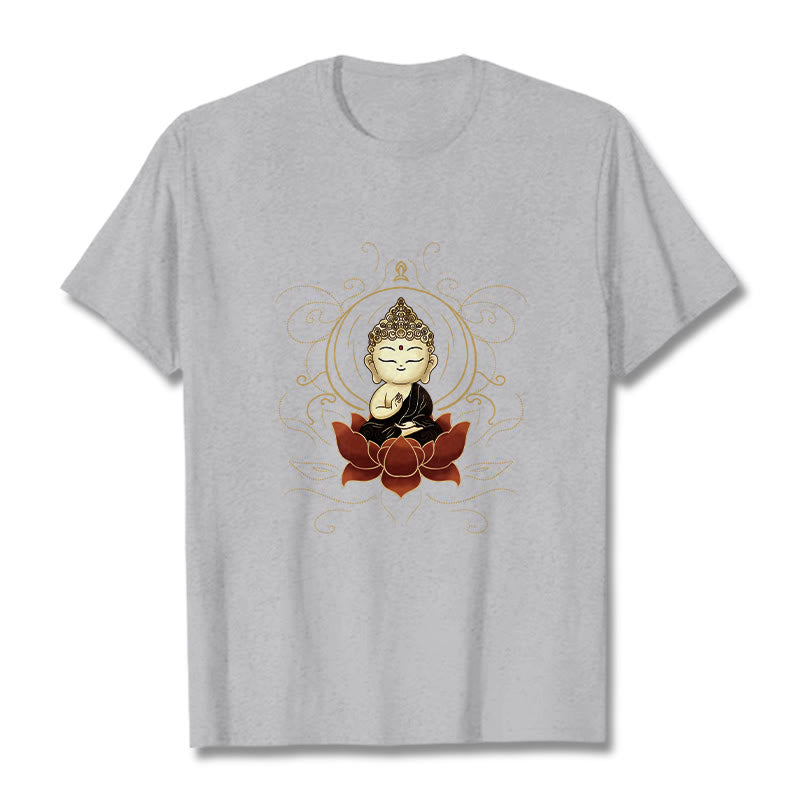 Tactile Cotton Crew Neck Meditative Lotus Graphic Tee