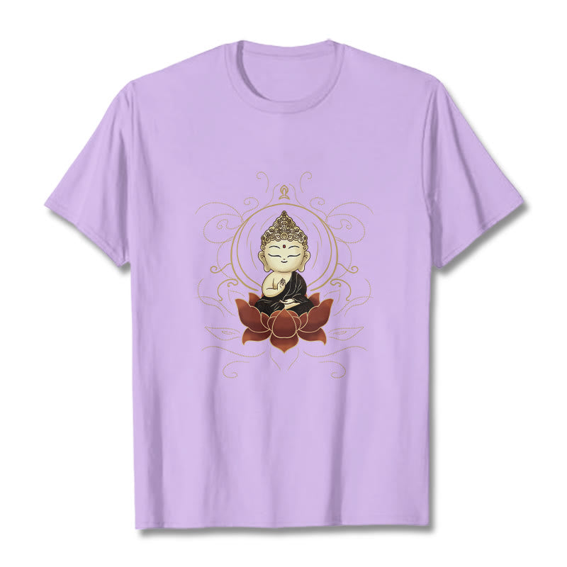 Tactile Cotton Crew Neck Meditative Lotus Graphic Tee