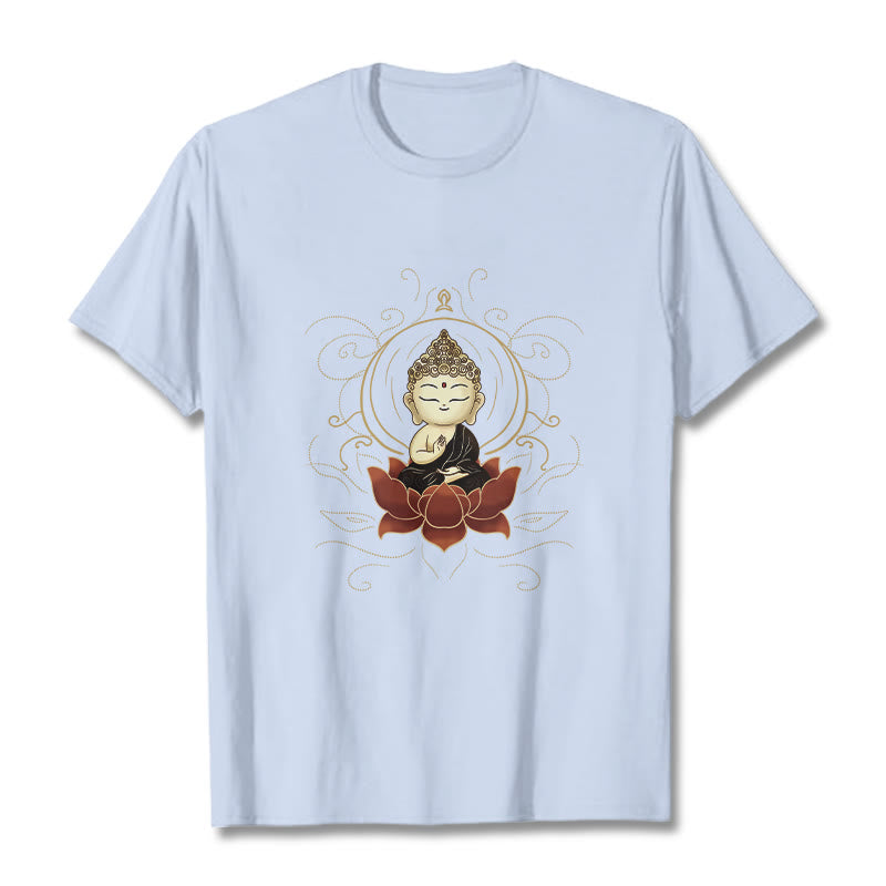 Tactile Cotton Crew Neck Meditative Lotus Graphic Tee