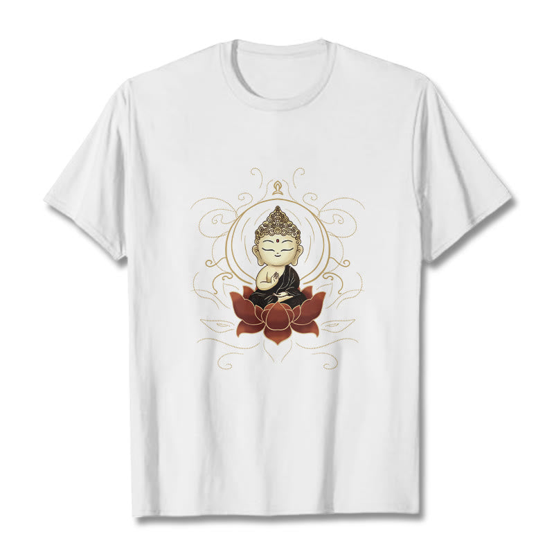 Tactile Cotton Crew Neck Meditative Lotus Graphic Tee