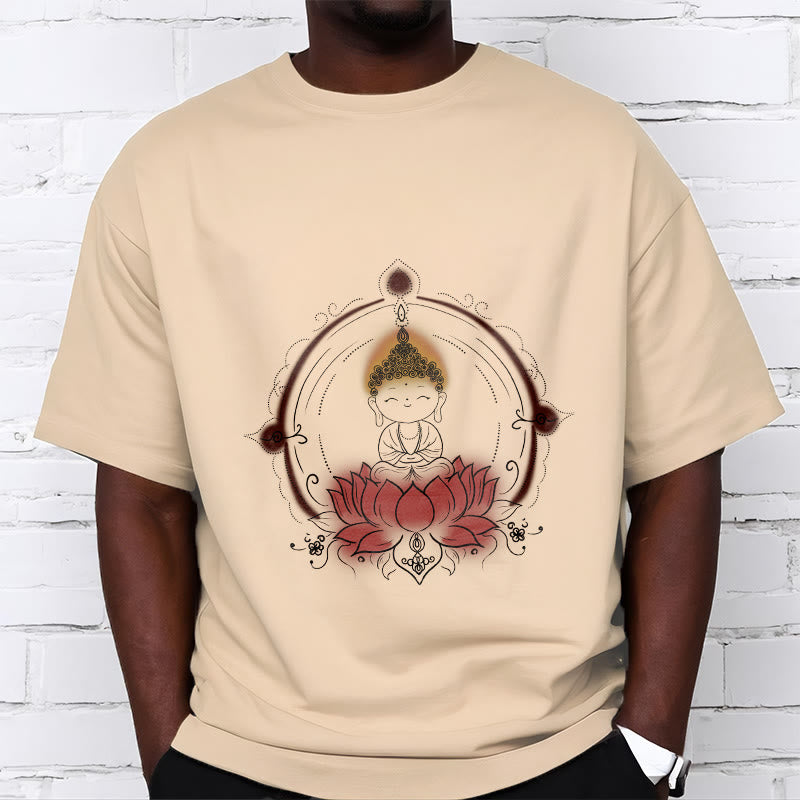 Tactile Cotton Crew Neck Lotus Mandala Meditation Tee