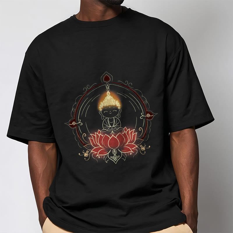 Tactile Cotton Crew Neck Lotus Mandala Meditation Tee
