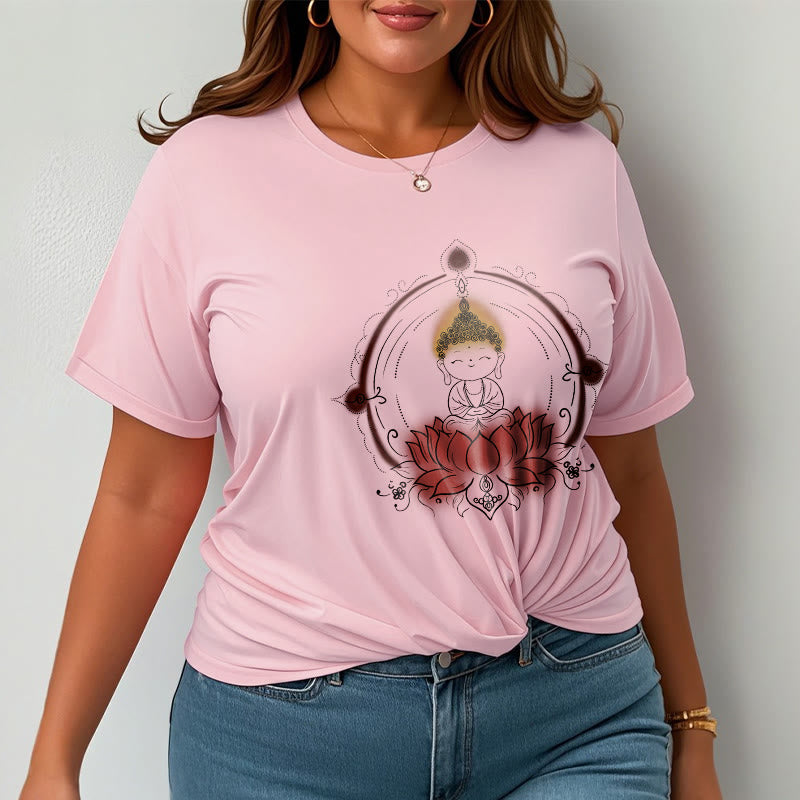 Tactile Cotton Crew Neck Lotus Mandala Meditation Tee