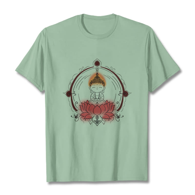 Tactile Cotton Crew Neck Lotus Mandala Meditation Tee