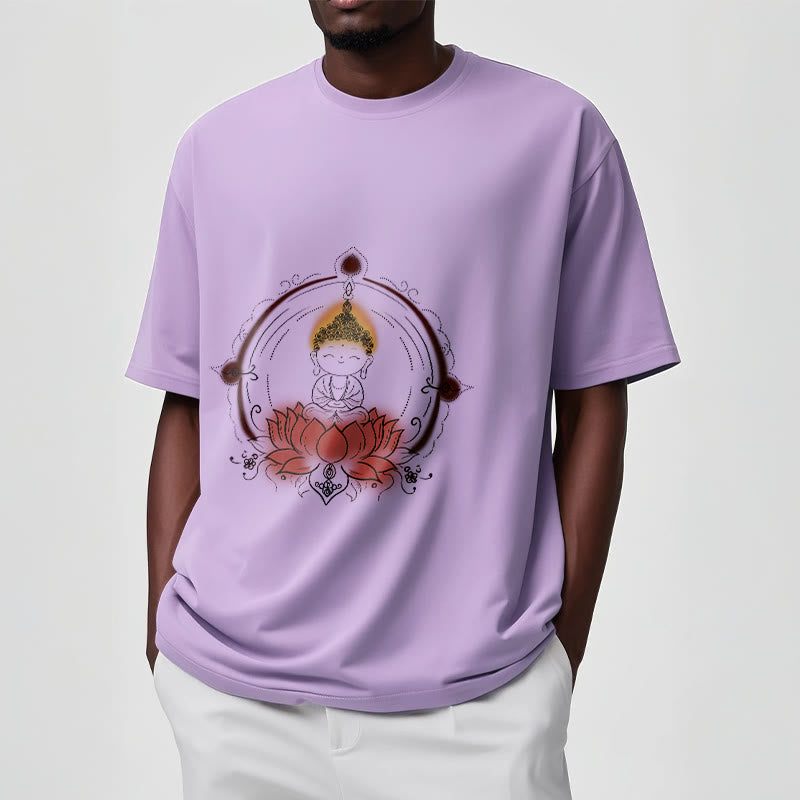 Tactile Cotton Crew Neck Lotus Mandala Meditation Tee