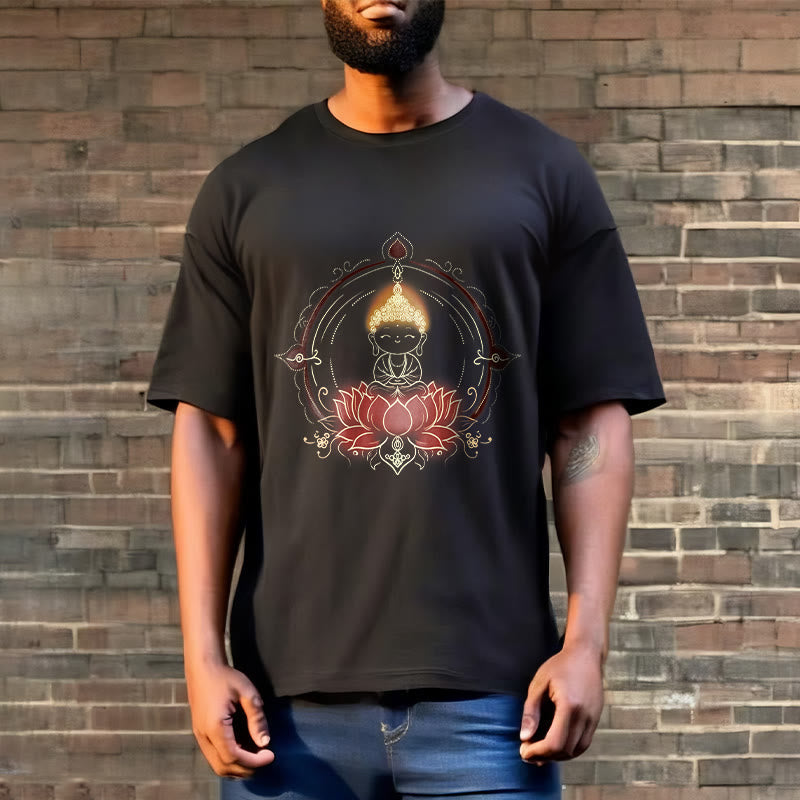 Tactile Cotton Crew Neck Lotus Mandala Meditation Tee