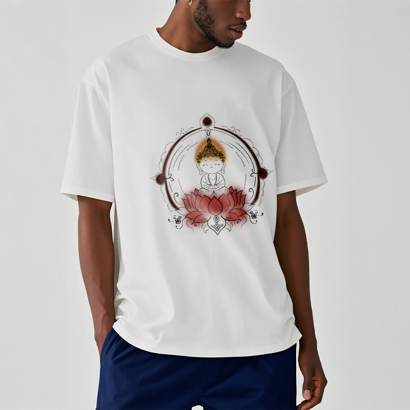 Tactile Cotton Crew Neck Lotus Mandala Meditation Tee