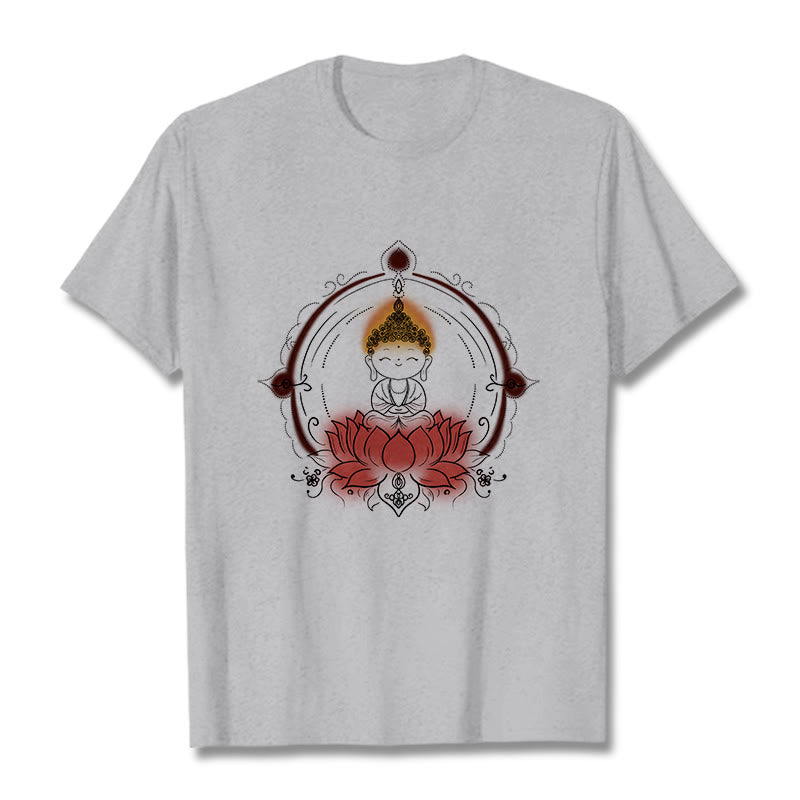 Tactile Cotton Crew Neck Lotus Mandala Meditation Tee