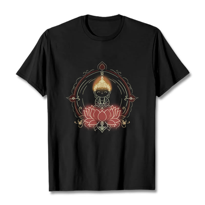 Tactile Cotton Crew Neck Lotus Mandala Meditation Tee