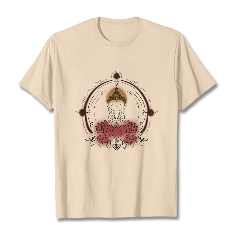 Tactile Cotton Crew Neck Lotus Mandala Meditation Tee