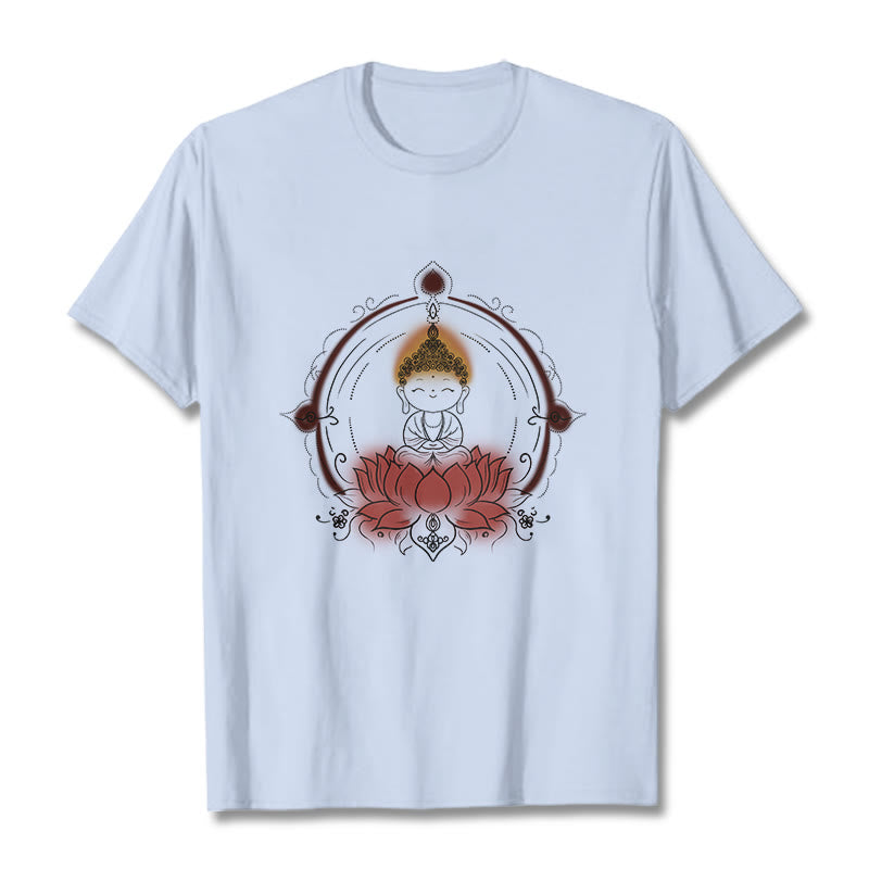 Tactile Cotton Crew Neck Lotus Mandala Meditation Tee