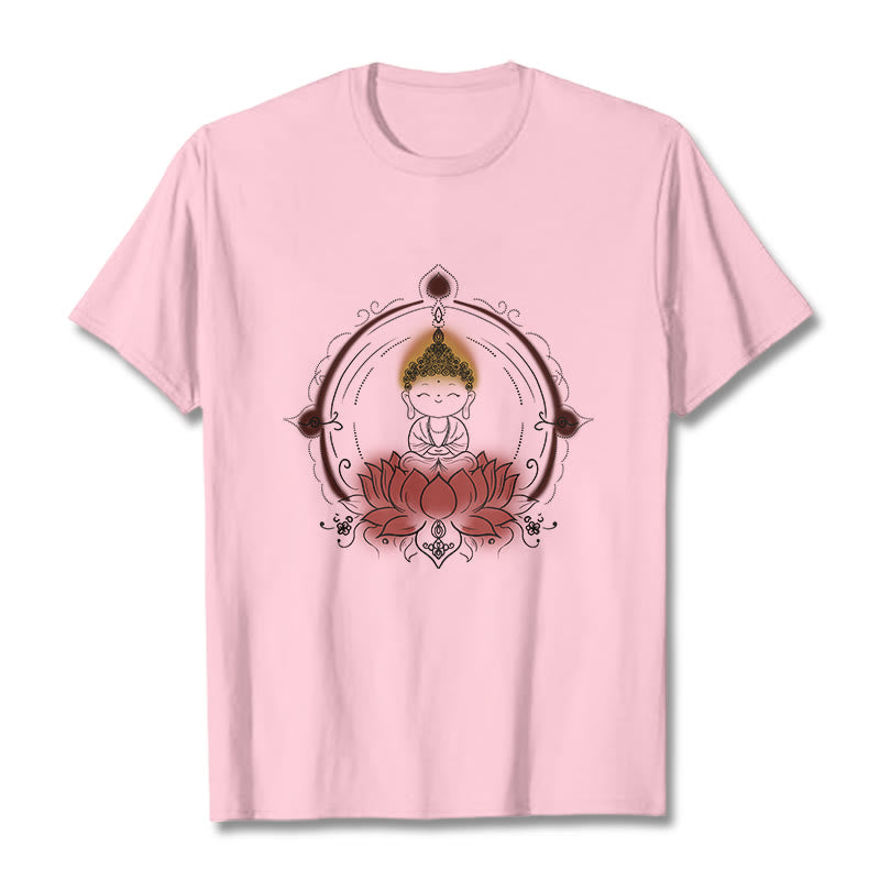 Tactile Cotton Crew Neck Lotus Mandala Meditation Tee