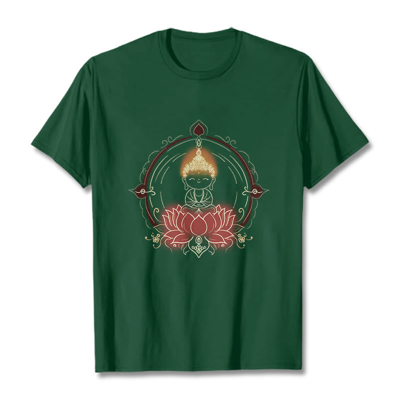 Tactile Cotton Crew Neck Lotus Mandala Meditation Tee
