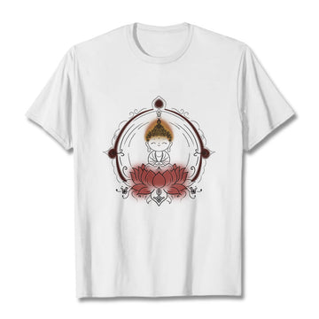 Tactile Cotton Crew Neck Lotus Mandala Meditation Tee