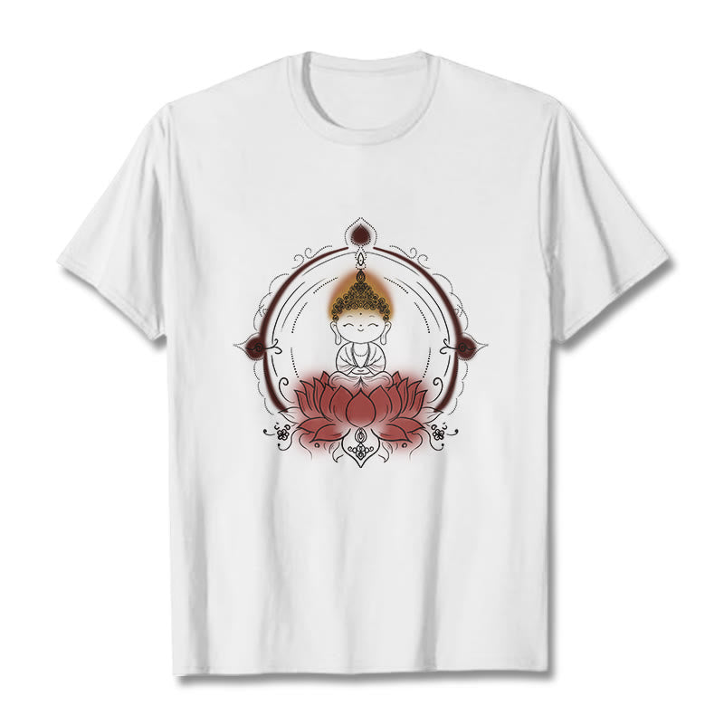 Tactile Cotton Crew Neck Lotus Mandala Meditation Tee