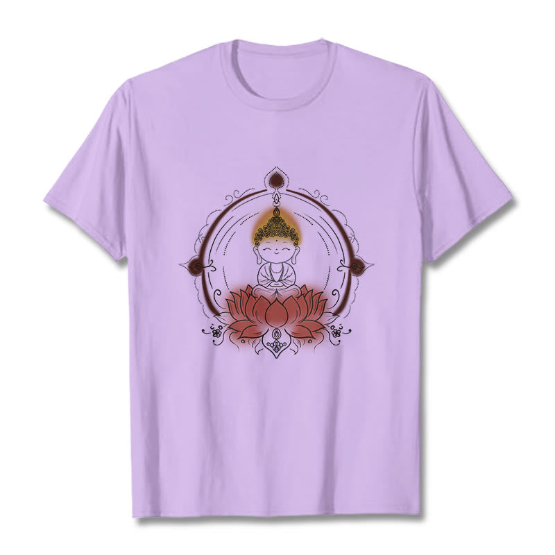 Tactile Cotton Crew Neck Lotus Mandala Meditation Tee
